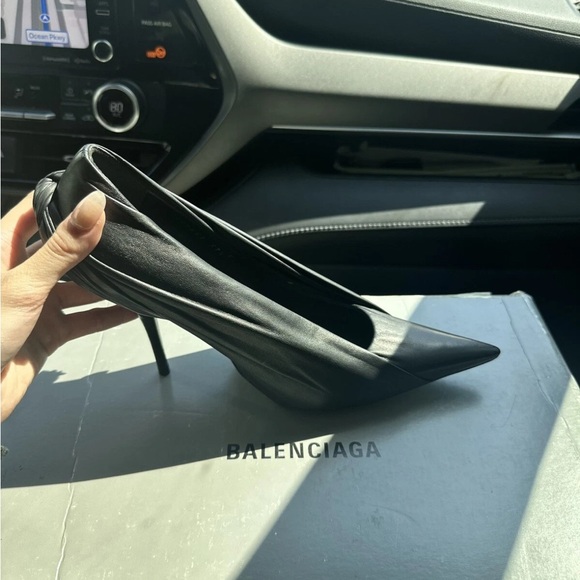 Balenciaga Black Soft Leather Pointed Toe Heels Size US 7, EU 37 - Picture 1 of 9